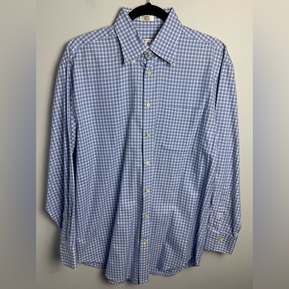 Peter Millar Button Down Blue Gingham Long sleeve… - image 1